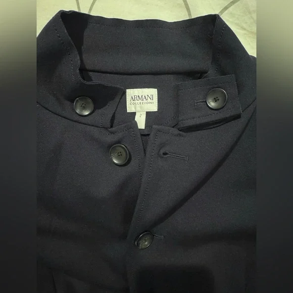 Armani Collezioni Men's Stand Collar Knit Jacket in Dk Navy, L